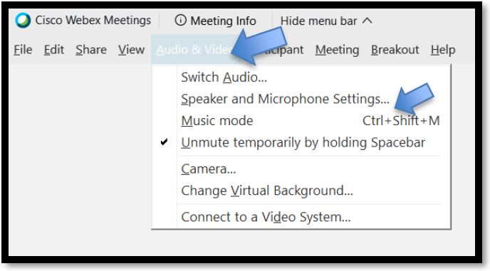 Audio and video menu
