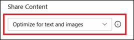 Image of optimize for text and images option